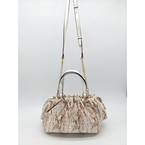 INC KJ frame pleated faux-leather women's satchel crossbody purse - SNAKE - Picture 1 of 7